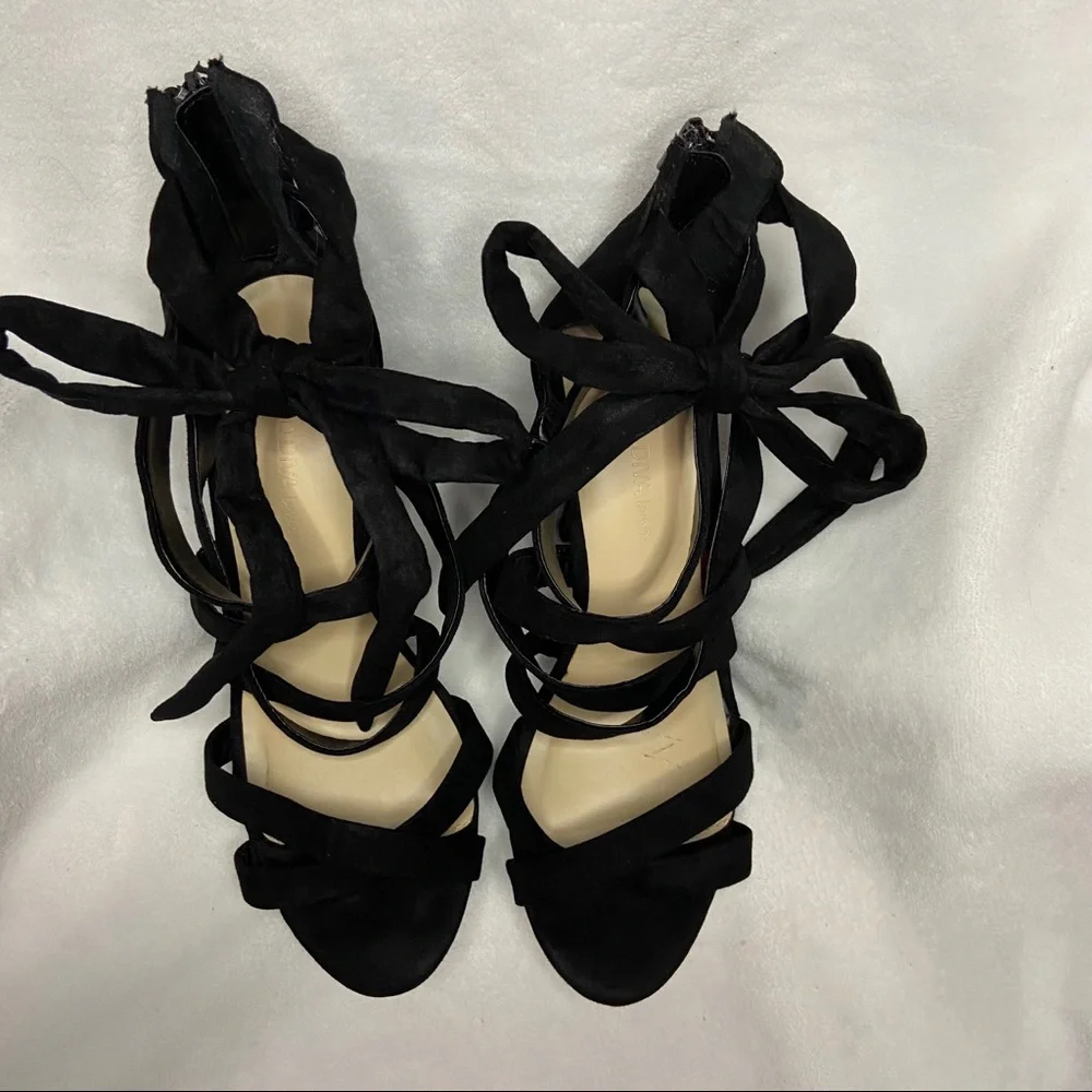 Lounge Suede Crisscross Leg Wrap Stiletto Heel - Picture 8 of 13